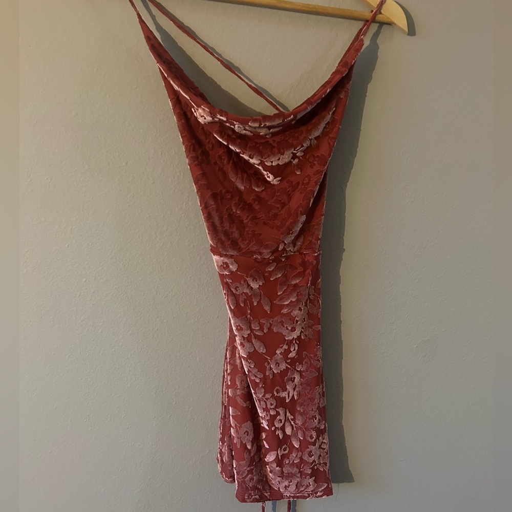 Pink cowl neck mini dress